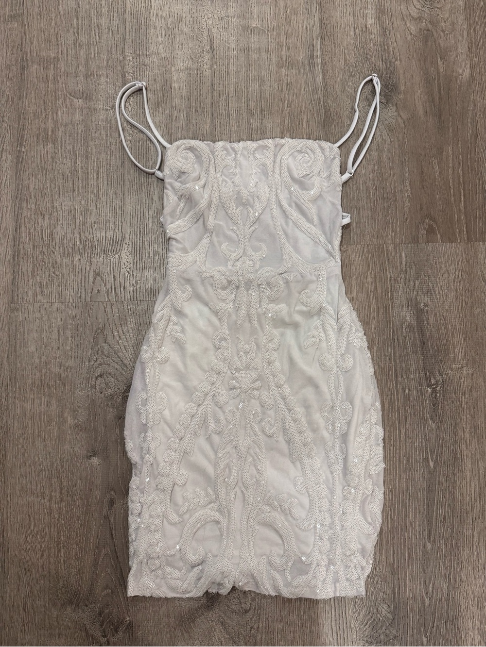 Lucy in the Sky White Sequin-Trim Dress